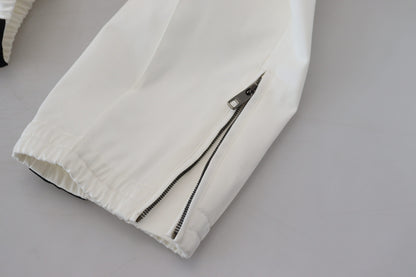  - Elegant White Cotton Jogger Pants