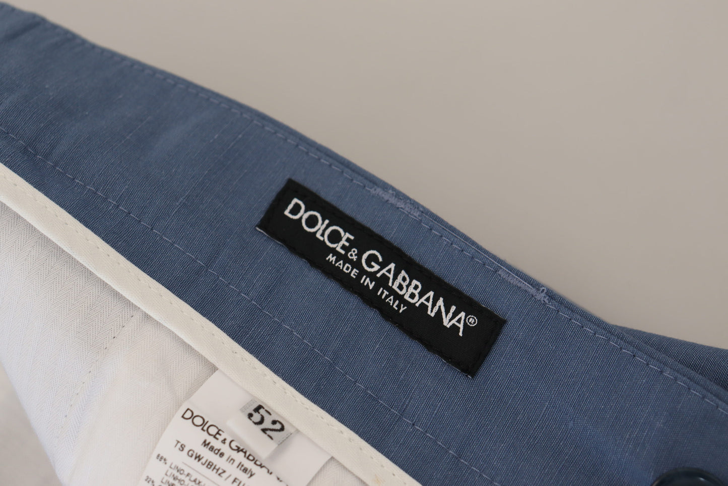  - Elegant Blue Linen-Cotton Pants