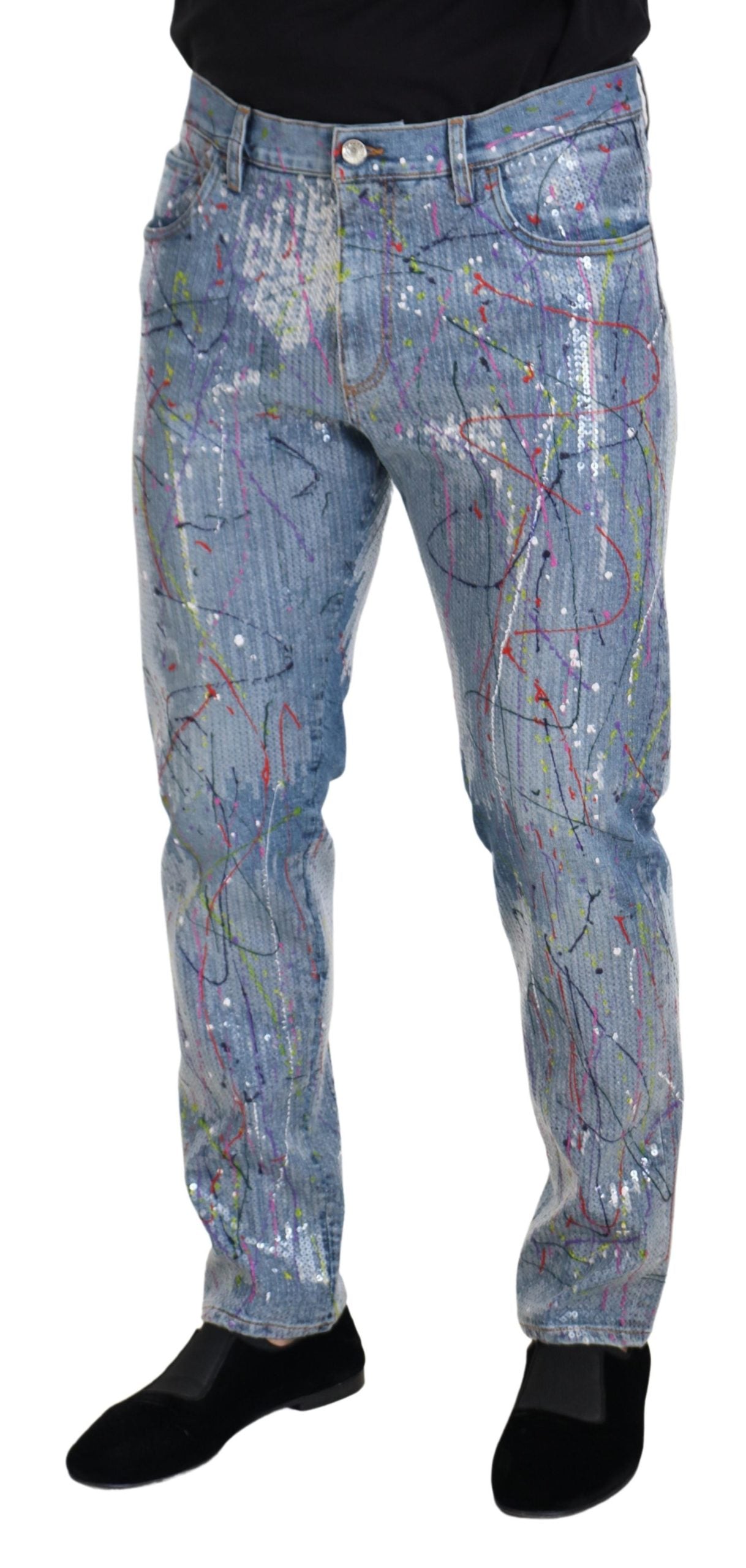  - Exquisite Color Splash Denim Pants