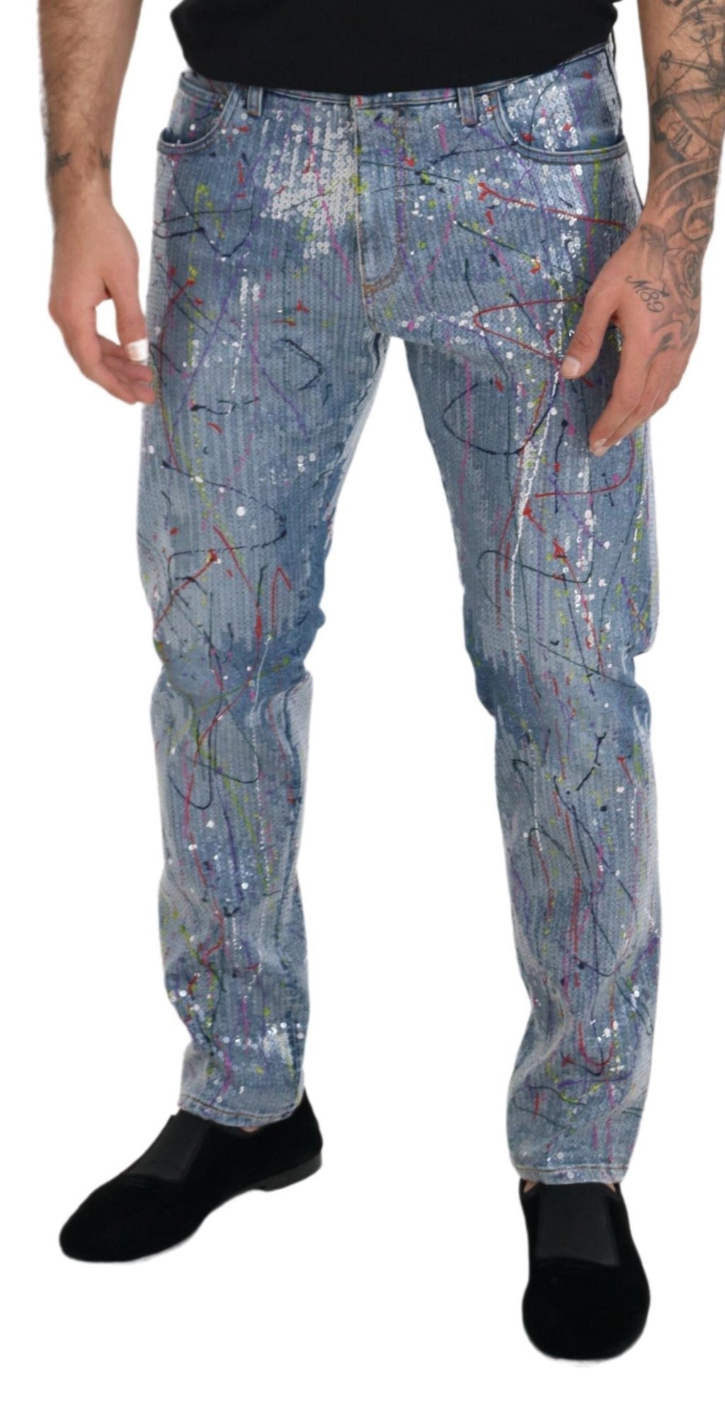  - Exquisite Color Splash Denim Pants