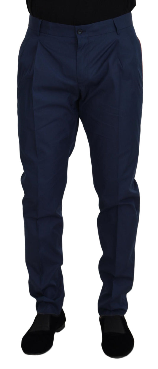  - Elegant Blue Cotton Silk Pants