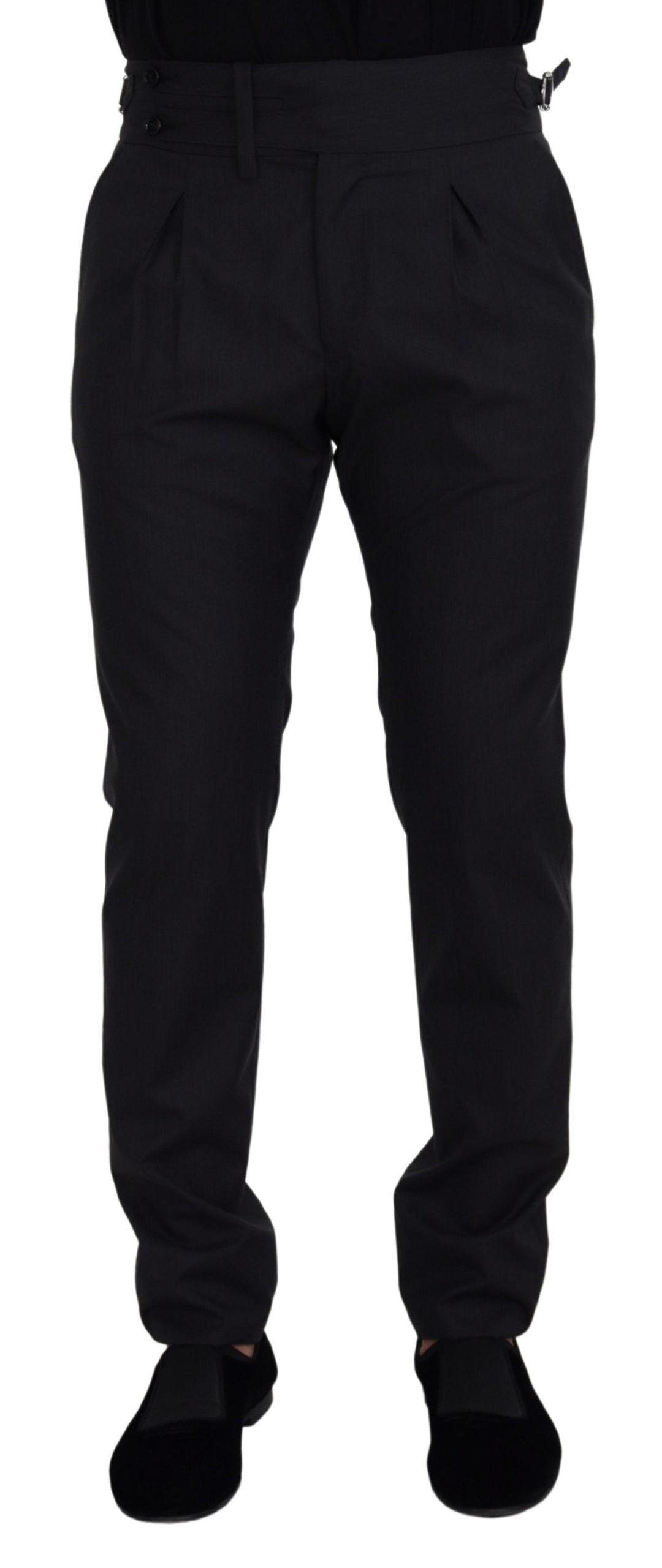  - Elegant Dark Grey Wool Silk Pants