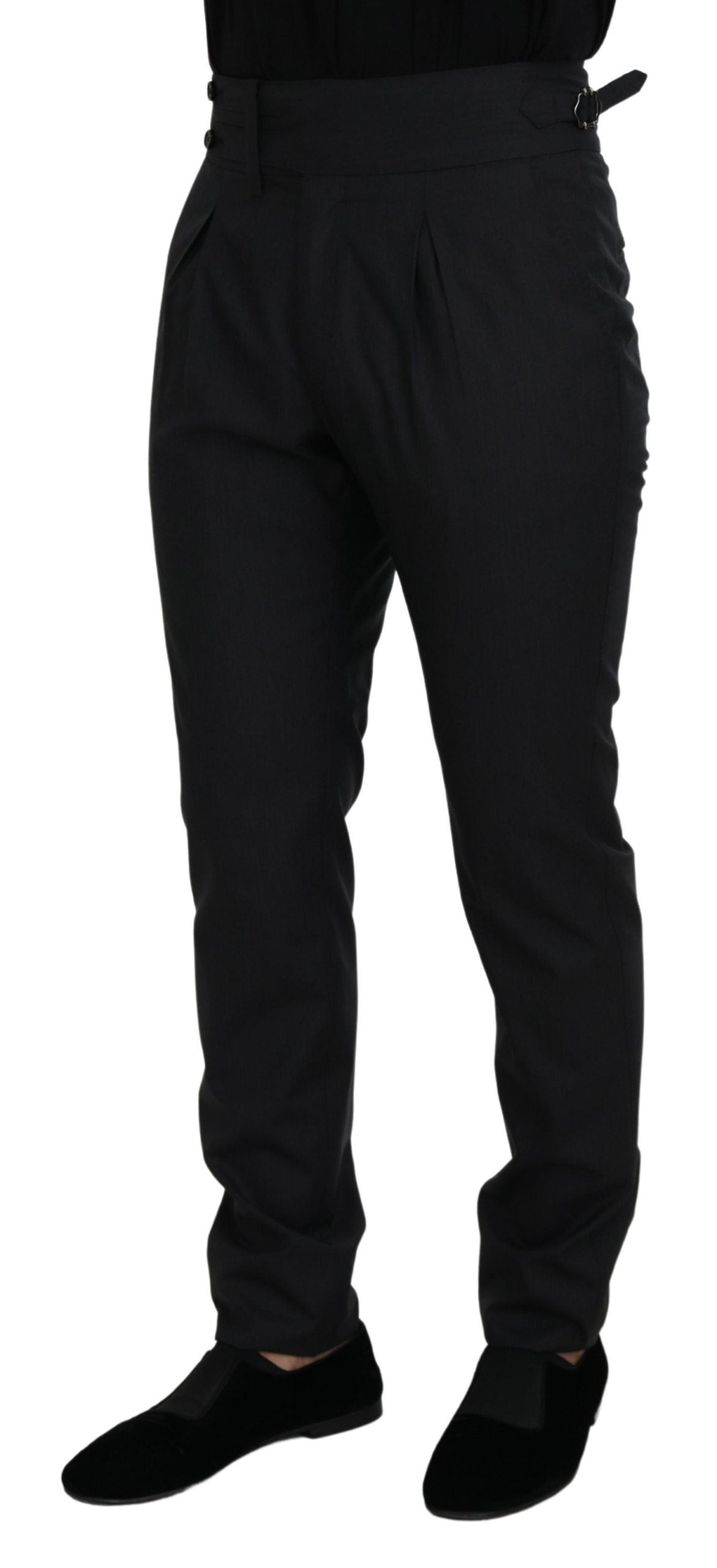  - Elegant Dark Grey Wool Silk Pants