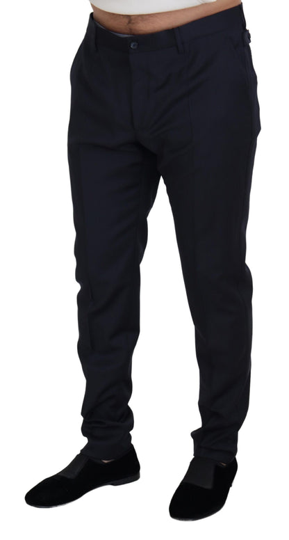  - Elegant Blue Wool Blend Trousers