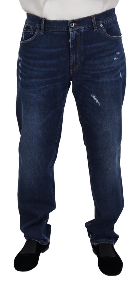  - Elegant Blue Washed Denim Pants