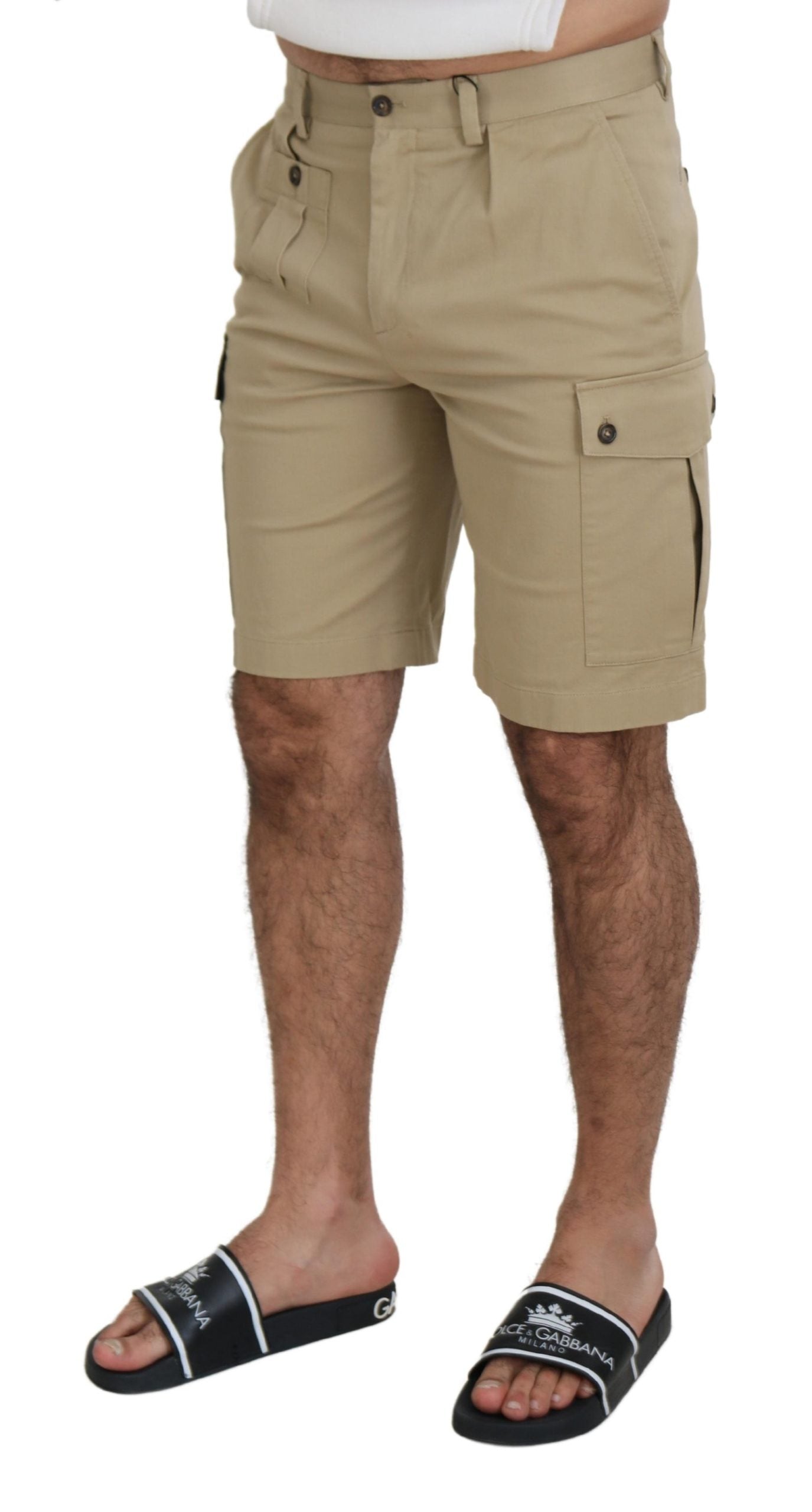  - Elegant Beige Cotton Blend Designer Shorts