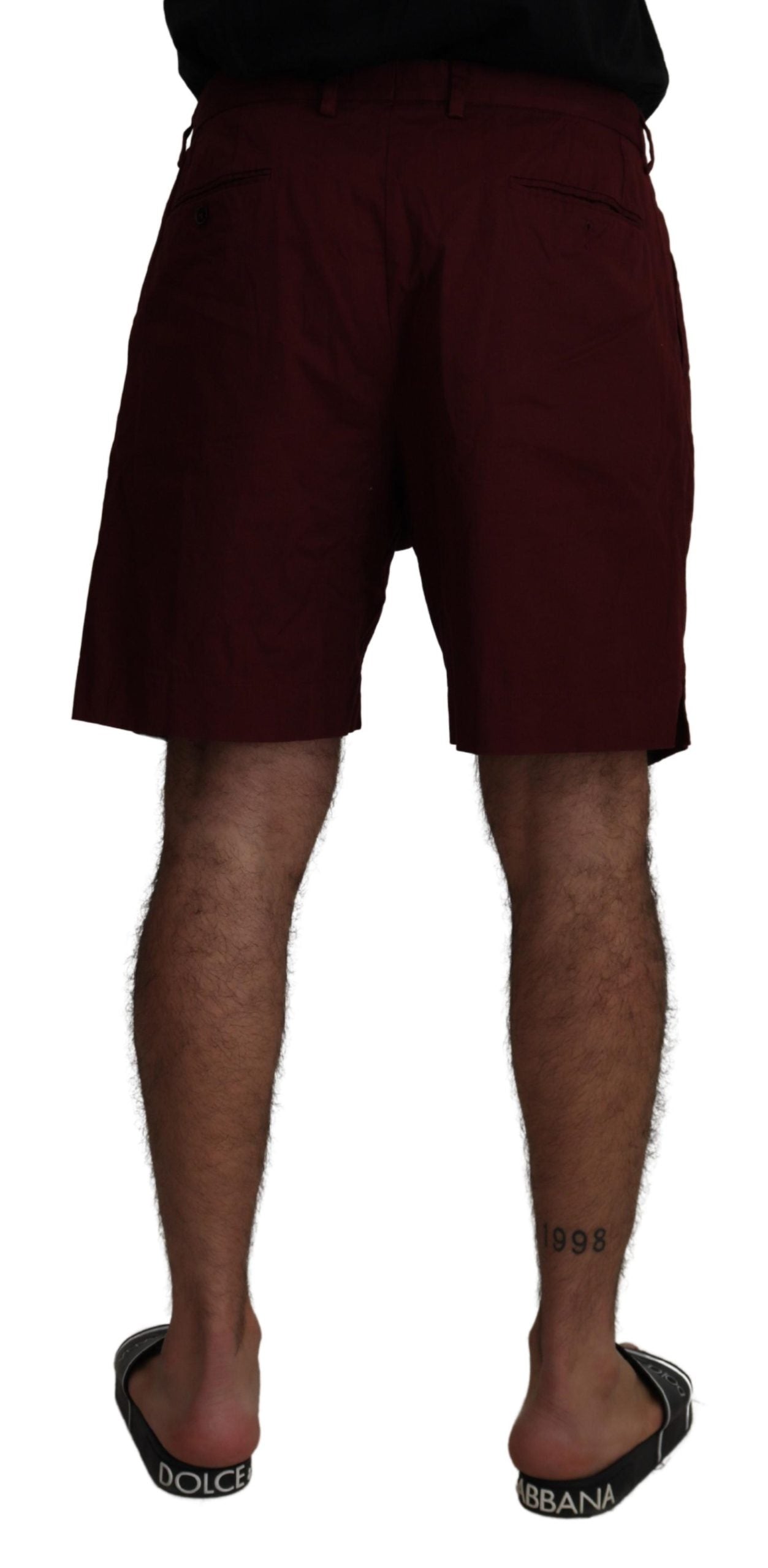  - Elegant Maroon Cotton Blend Shorts