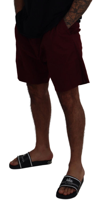  - Elegant Maroon Cotton Blend Shorts