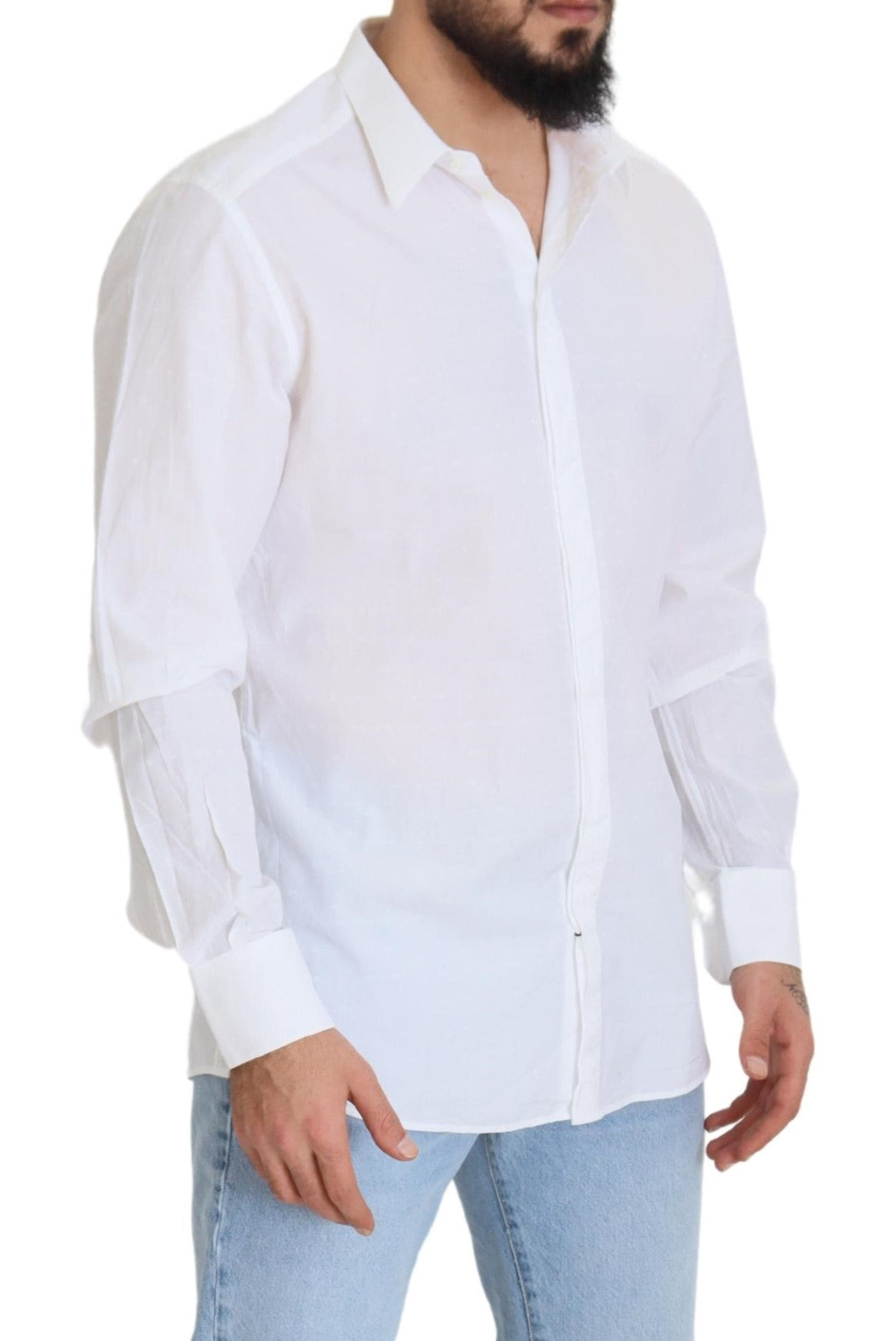  - Elegance Reimagined White Cotton Dress Shirt