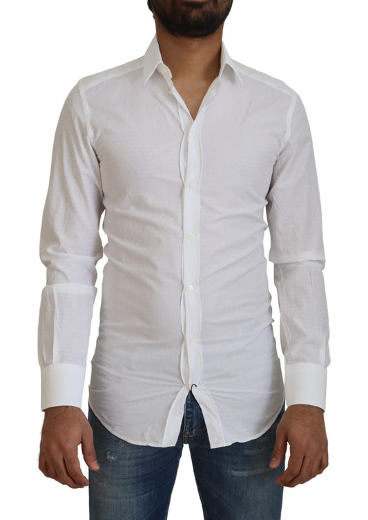  - Elegant White Cotton Dress Shirt Slim Fit