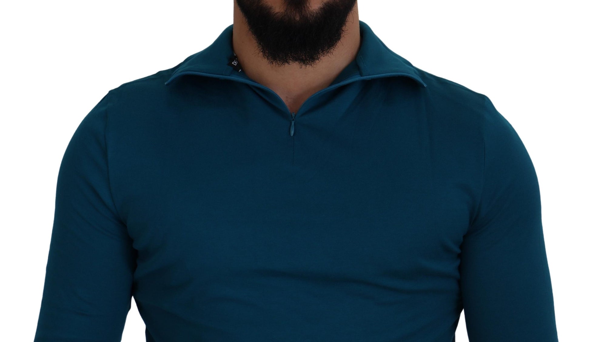 Elegant Blue Cotton Pullover Sweater by Dolce & Gabbana