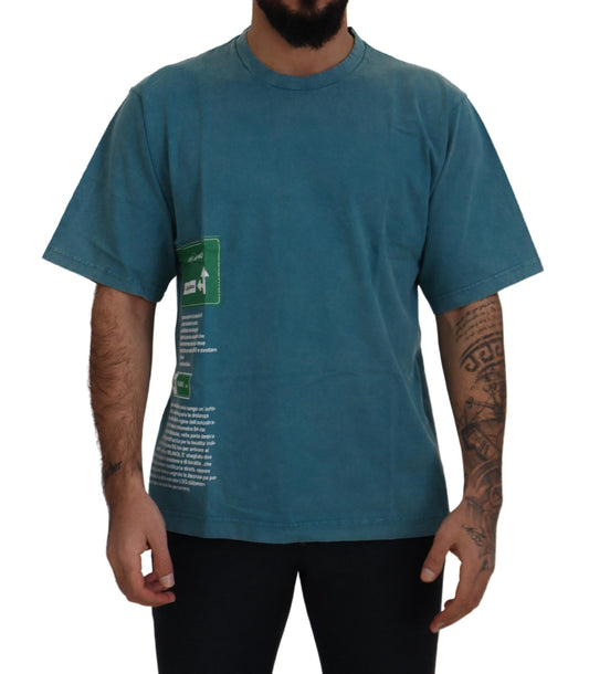  - Elegant Crew Neck Cotton Tee in Blue