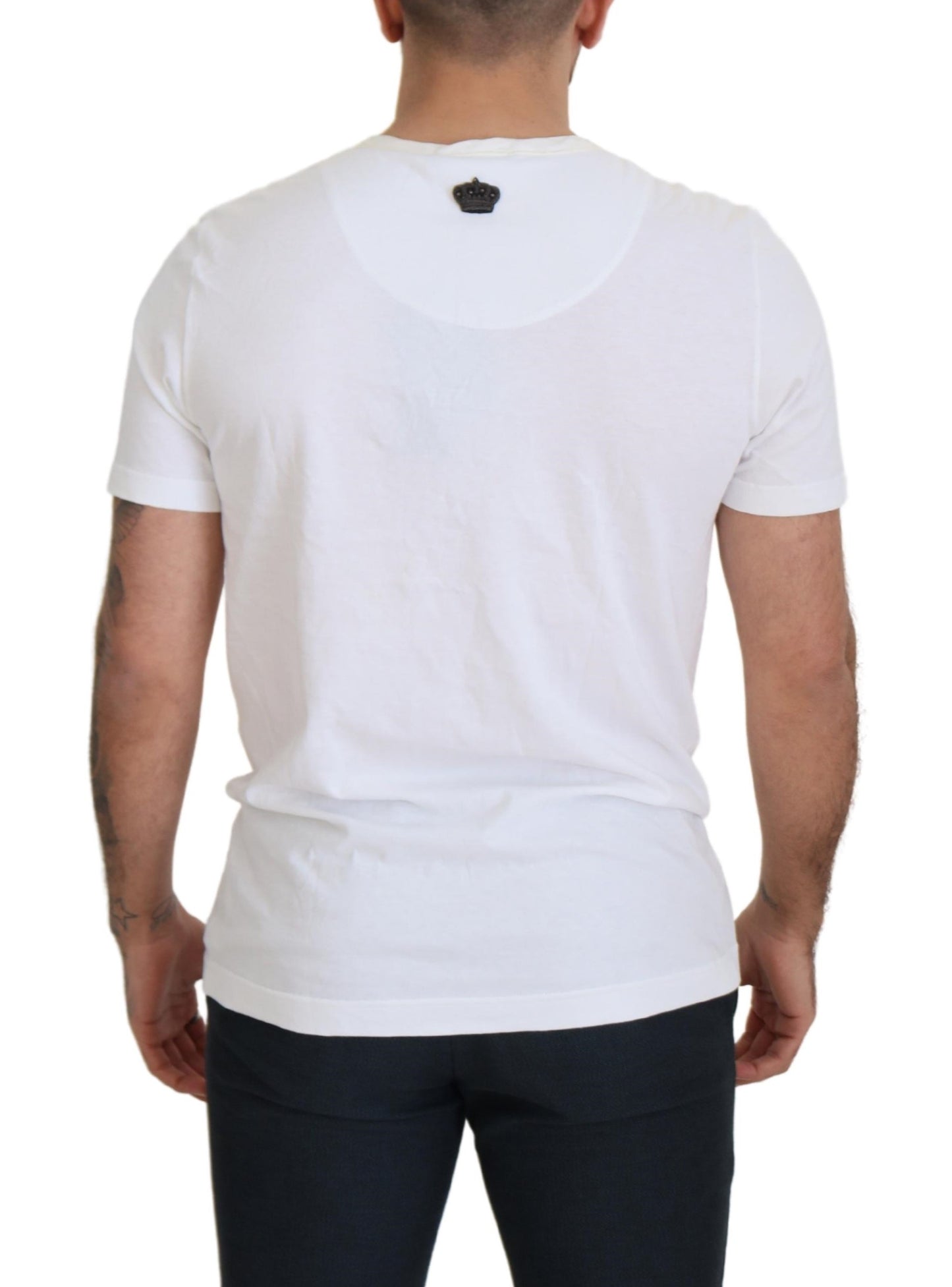  - Elegant White Crewneck Cotton Silk Tee