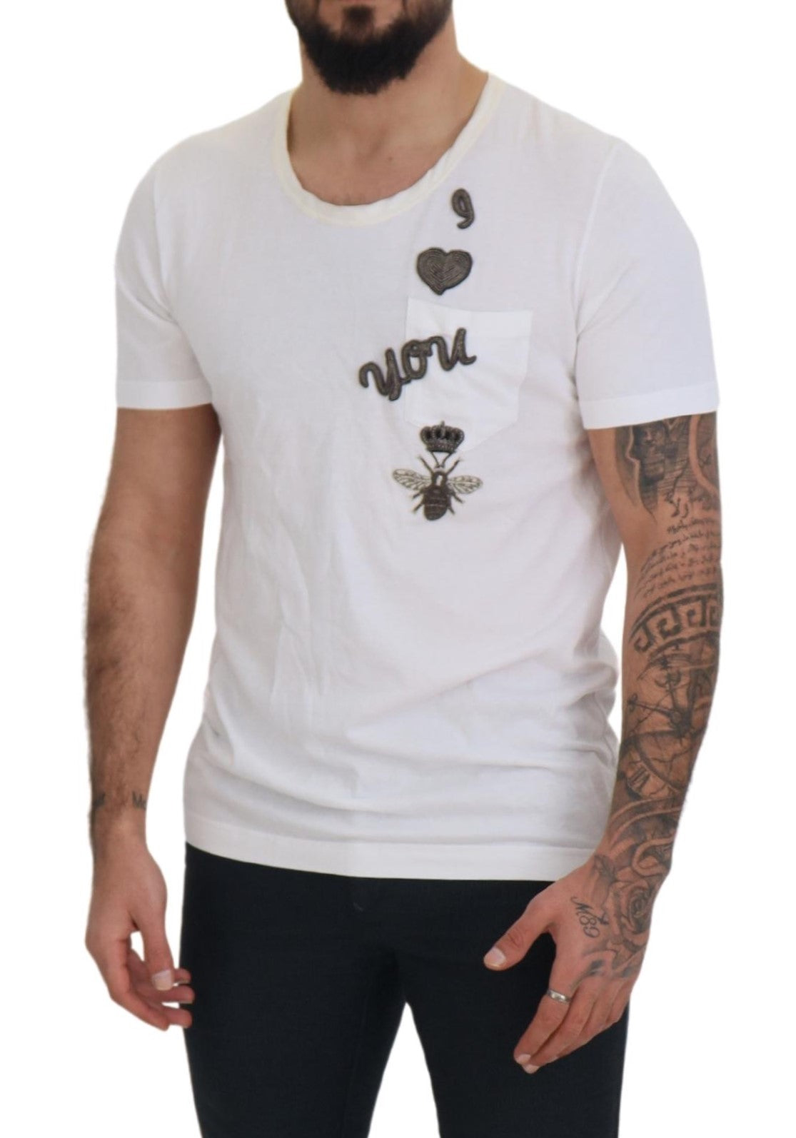  - Elegant White Crewneck Cotton Silk Tee