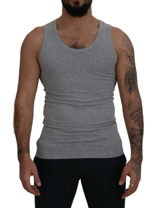  - Sleek Sleeveless Grey Cotton Tank Top