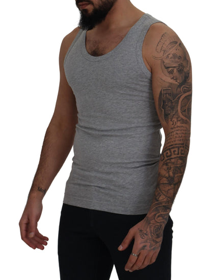  - Sleek Sleeveless Grey Cotton Tank Top