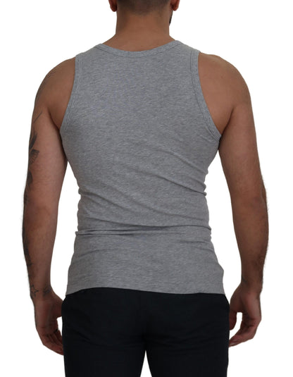  - Sleek Sleeveless Grey Cotton Tank Top