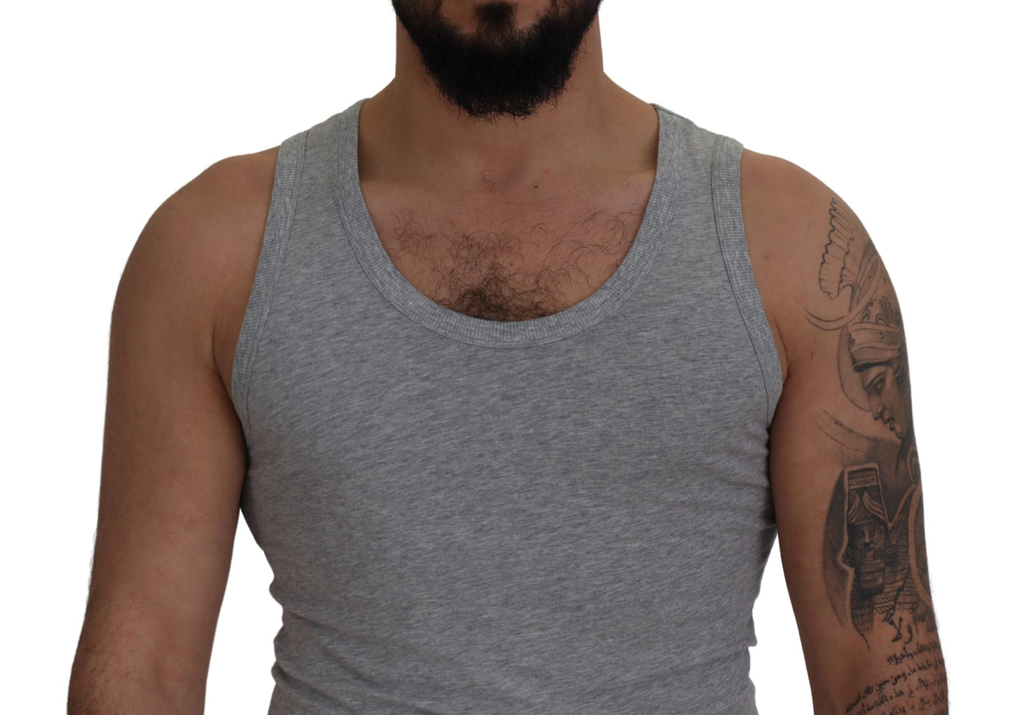  - Sleek Sleeveless Grey Cotton Tank Top