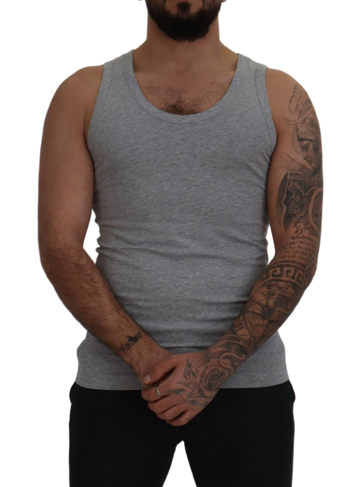  - Sleek Sleeveless Grey Cotton Tank Top