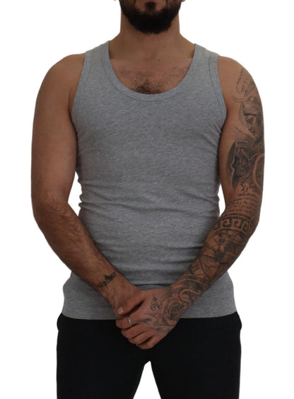  - Sleek Sleeveless Grey Cotton Tank Top