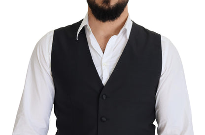  - Elegant Black Single Breasted Dress Vest