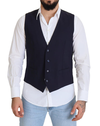  - Elegant Dark Blue Formal Dress Vest