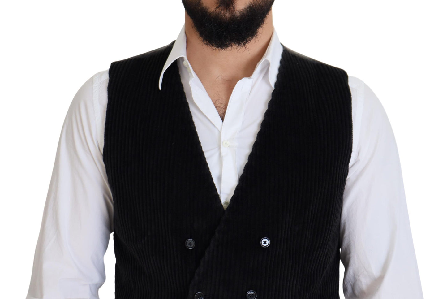  - Elegant Black Double Breasted Dress Vest