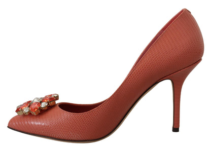 Exotic Leather Heels Pumps in Pink - The Luxe Alliance