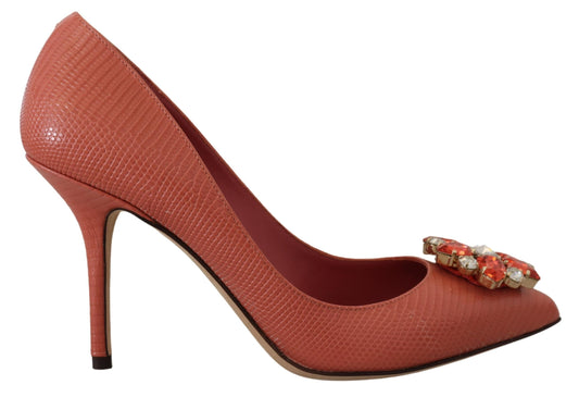 Exotic Leather Heels Pumps in Pink - The Luxe Alliance