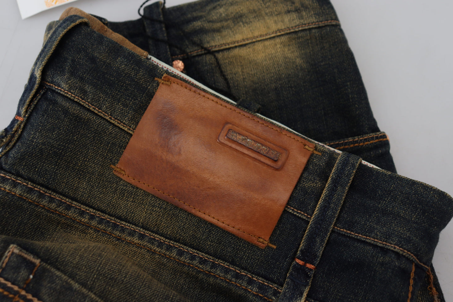  - Elegant Blue Washed Denim Pants - Authentic Craftsmanship