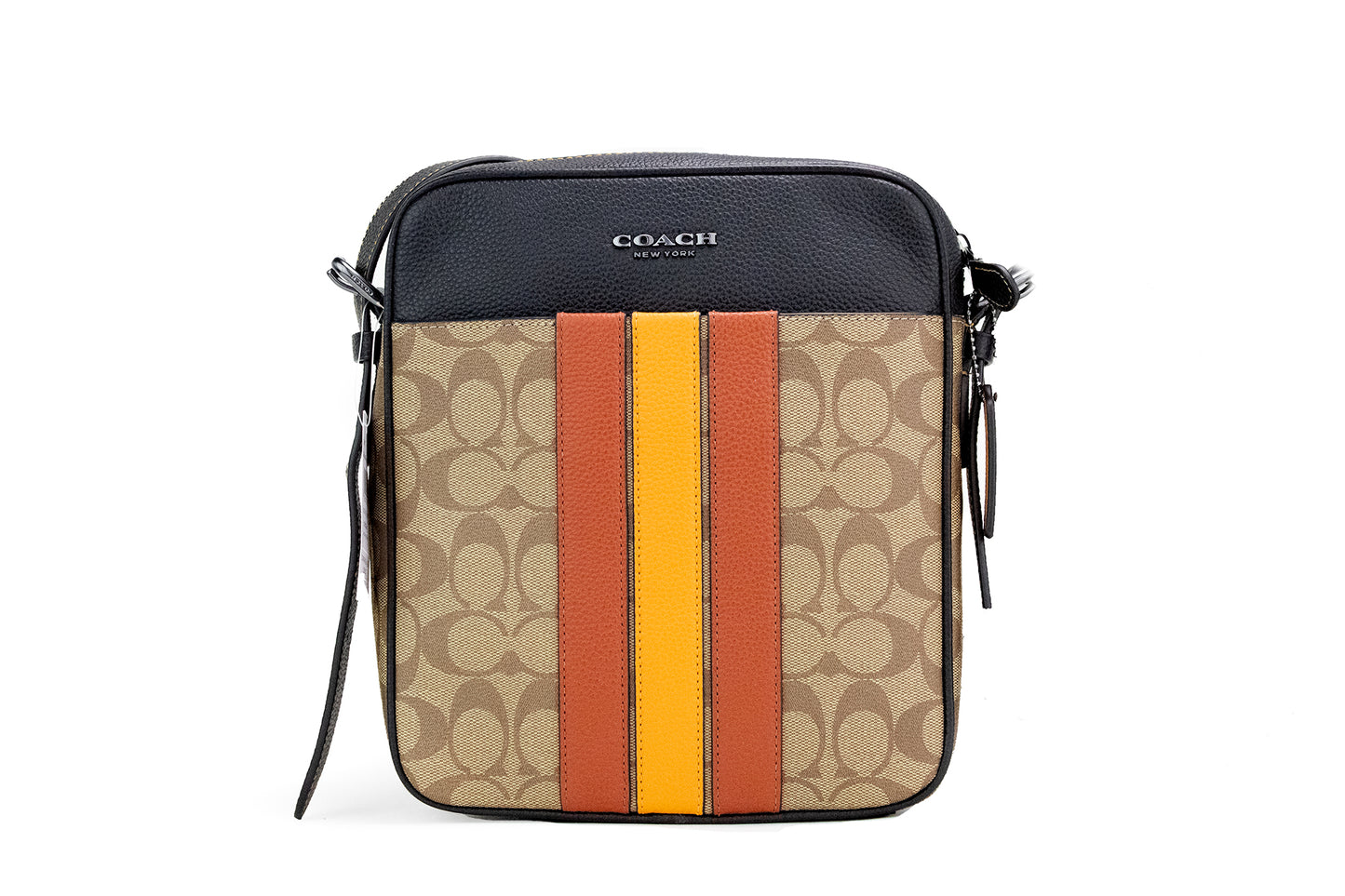  - Hudson 21 Signature Varsity Stripe Coated Canvas Crossbody Bag