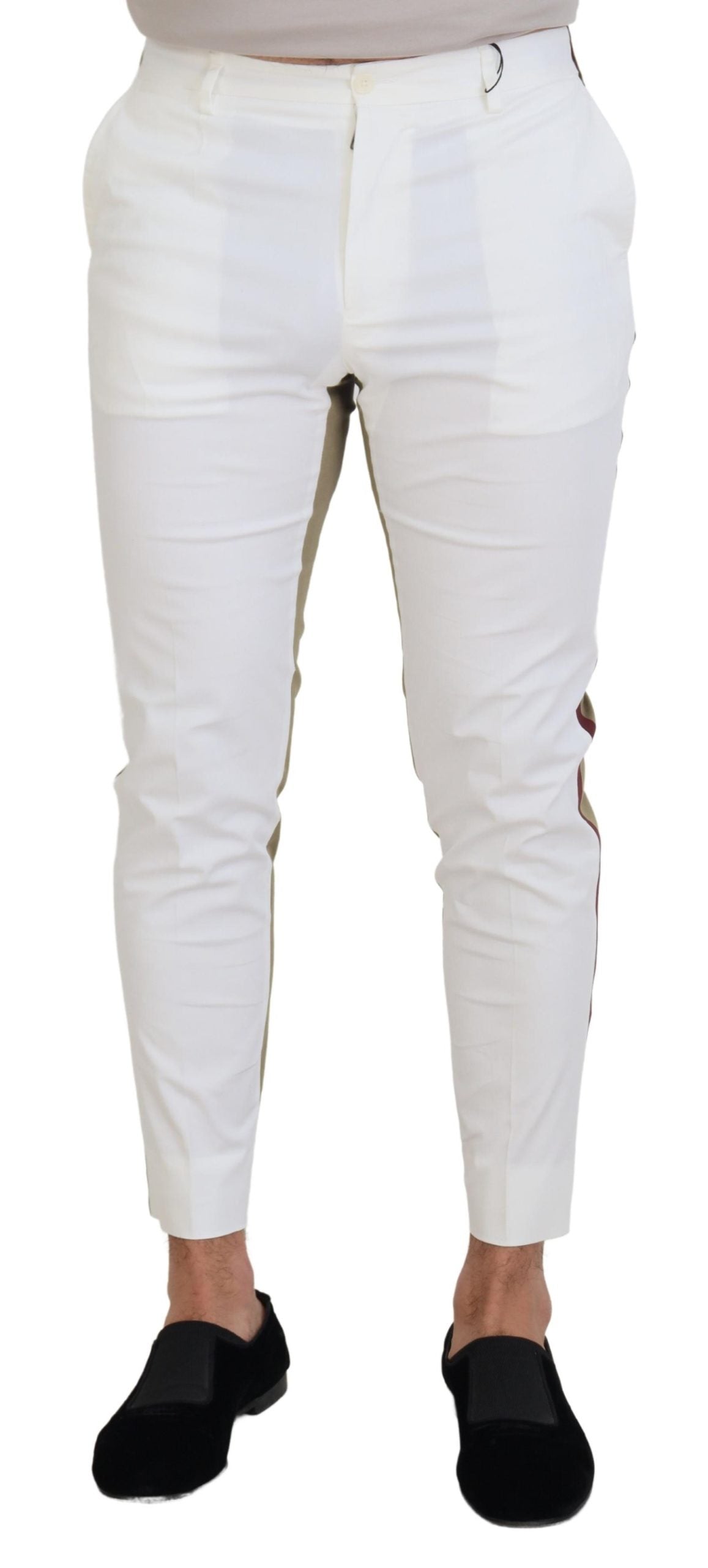  - Two-Tone White & Brown Chic Cotton Pants