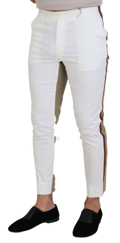  - Two-Tone White & Brown Chic Cotton Pants