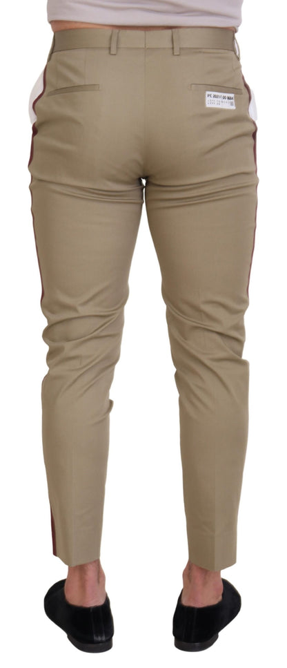  - Two-Tone White & Brown Chic Cotton Pants