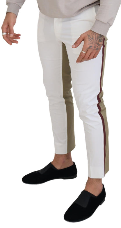  - Two-Tone White & Brown Chic Cotton Pants