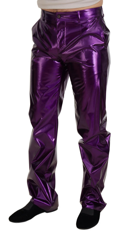  - Elegant Shining Purple Straight Fit Pants