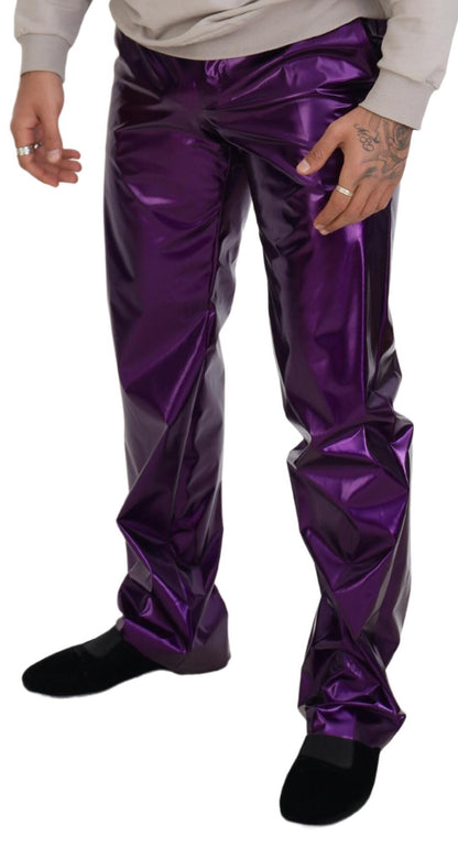  - Elegant Shining Purple Straight Fit Pants