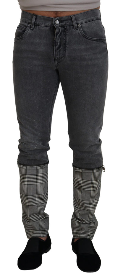  - Elegant Grey Checkered Denim Treasure