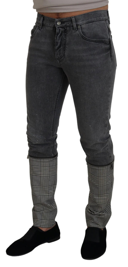  - Elegant Grey Checkered Denim Treasure