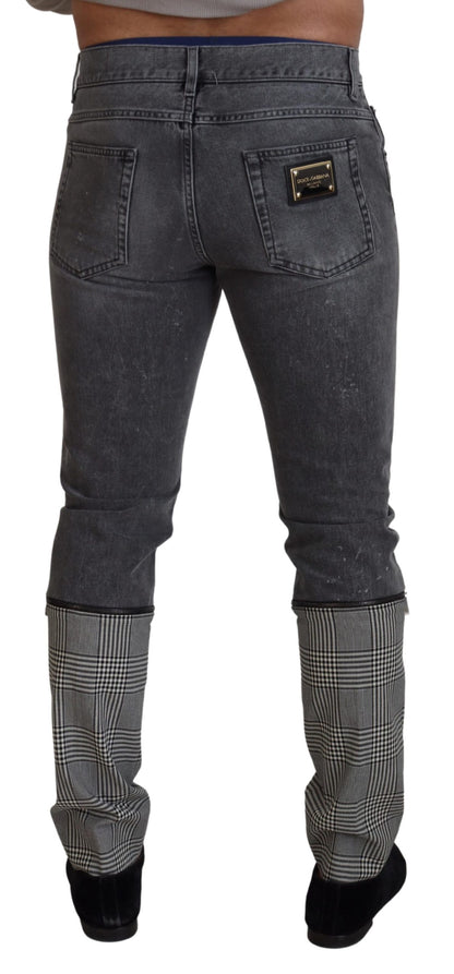  - Elegant Grey Checkered Denim Treasure