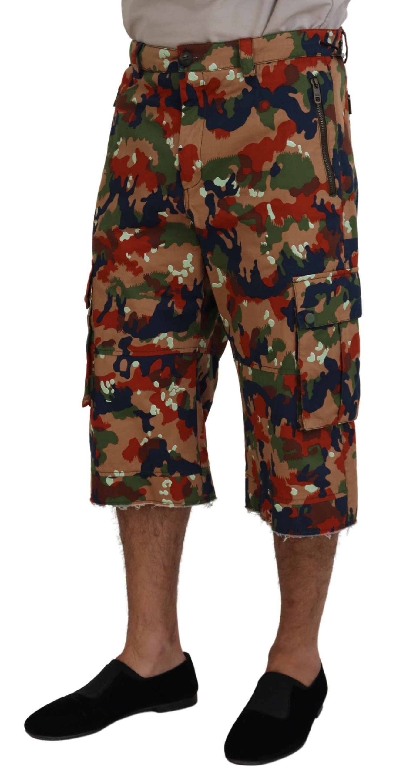  - Italian Designer Multicolor Cargo Shorts