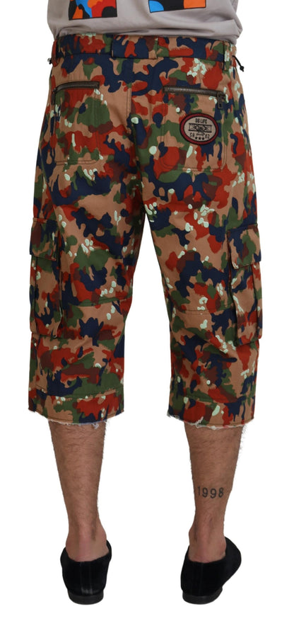  - Italian Designer Multicolor Cargo Shorts