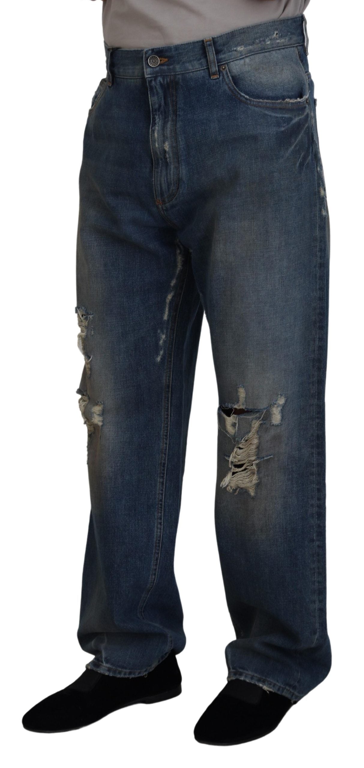  - Stunning Tattered Denim Italian Jeans