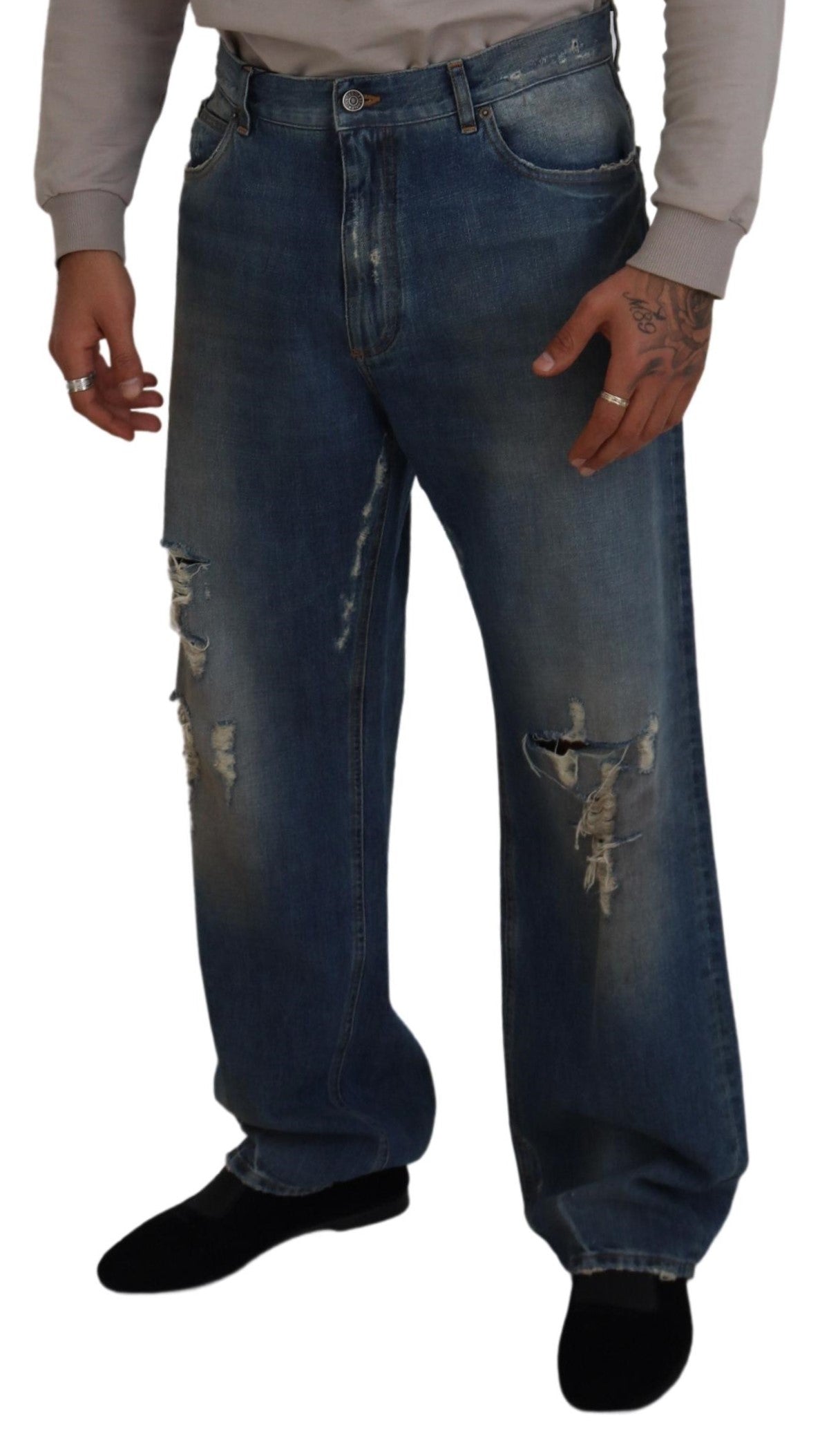  - Stunning Tattered Denim Italian Jeans