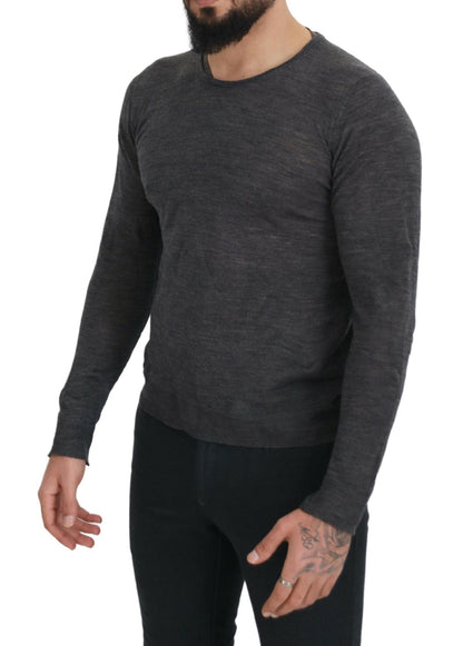  - Sleek Gray Crewneck Pullover Sweater