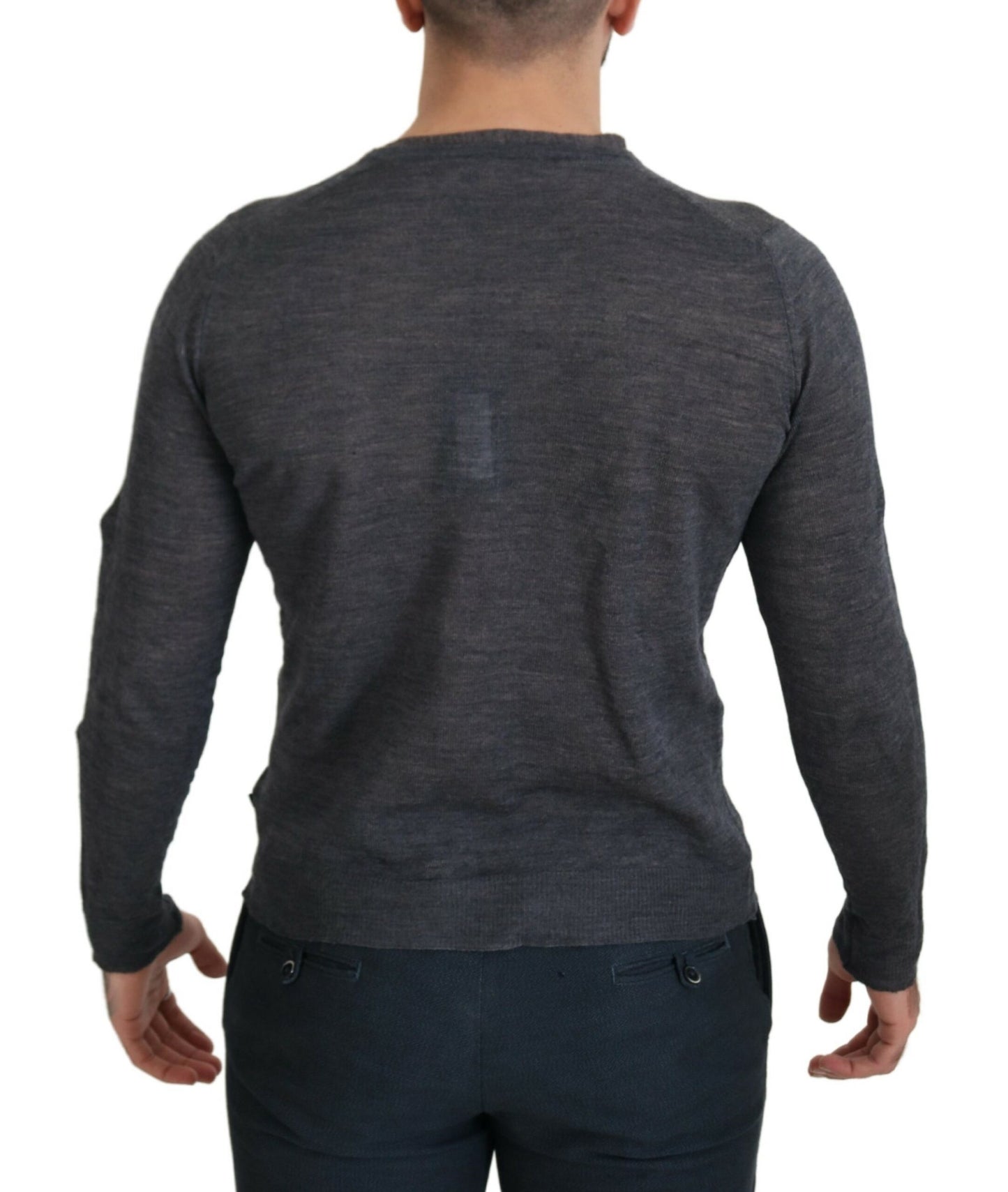  - Sleek Gray Crewneck Pullover Sweater