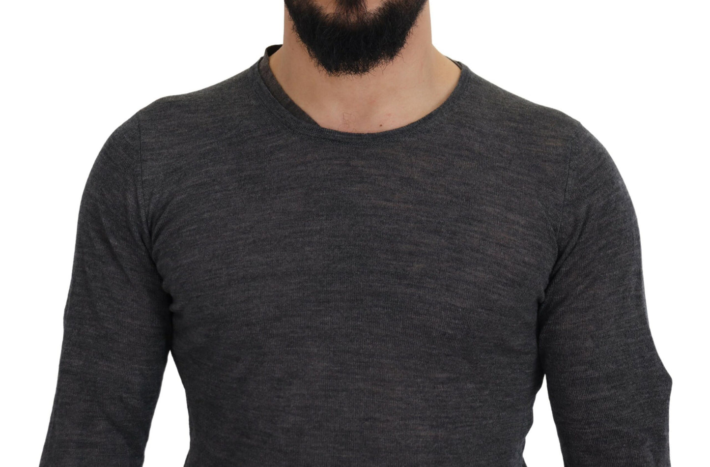  - Sleek Gray Crewneck Pullover Sweater