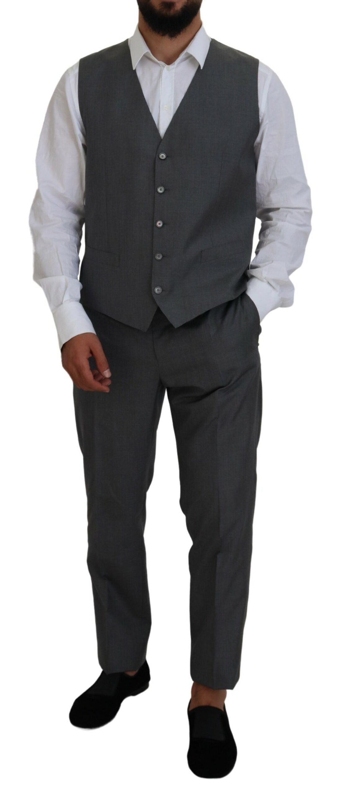  - Sleek Silver Martini Slim Fit Three-Piece Suit