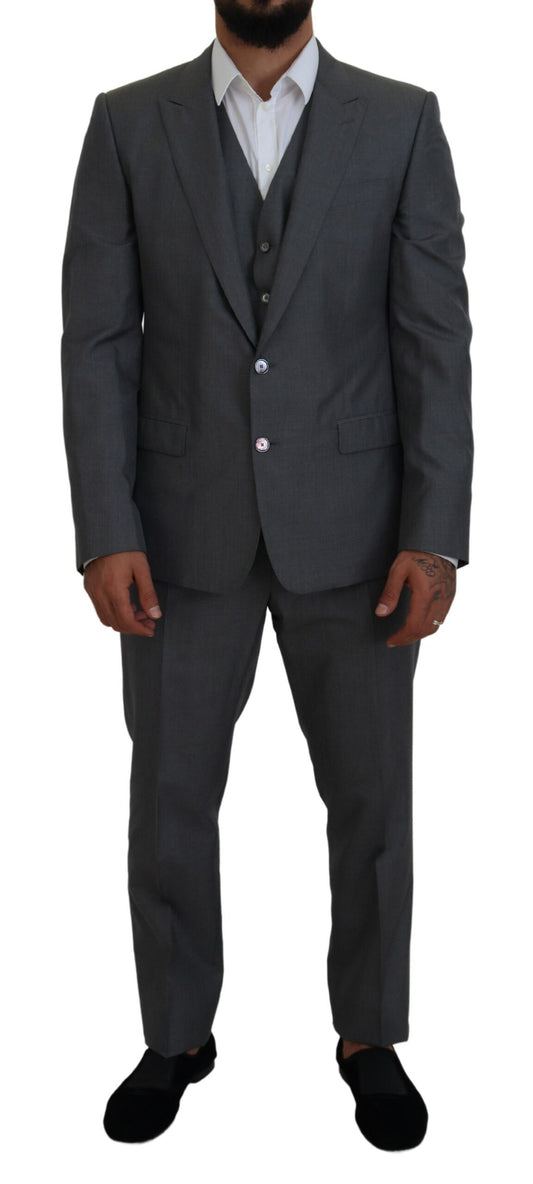  - Sleek Silver Martini Slim Fit Three-Piece Suit