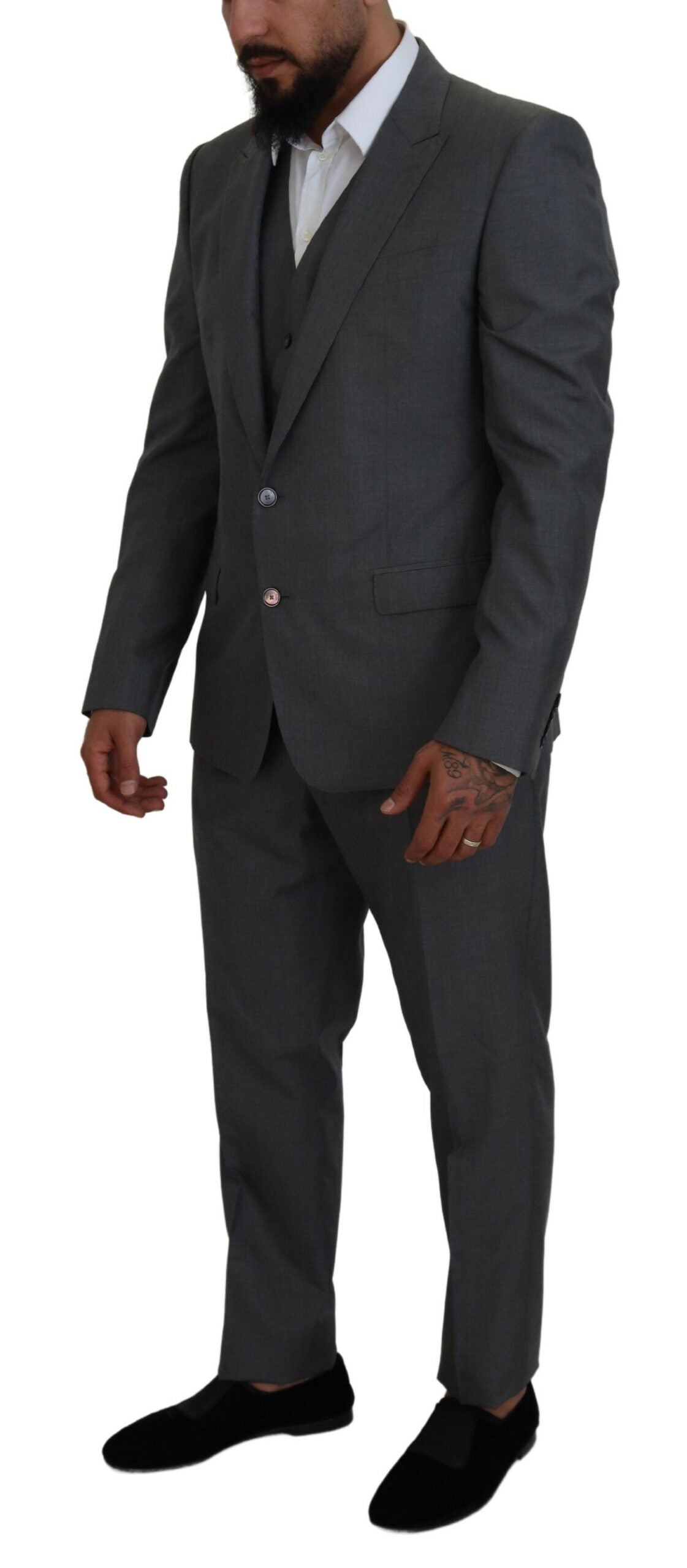  - Sleek Silver Martini Slim Fit Three-Piece Suit